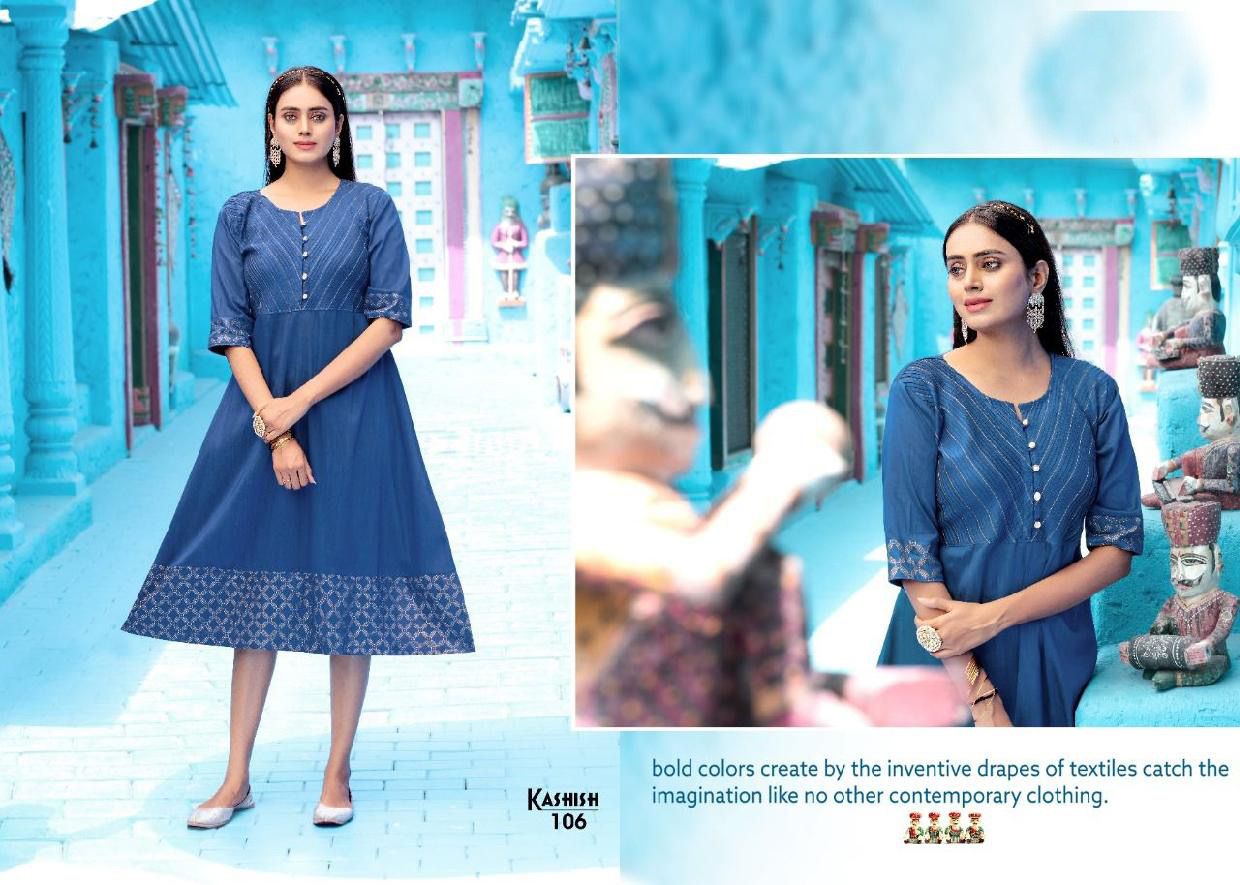 Kashish 101 Latest Regular Wear Rayon Slub Designer Kurti Collection